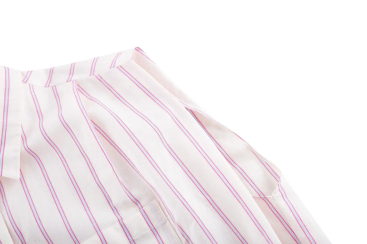 Relaxed Cotton Linen Stripe Shirt