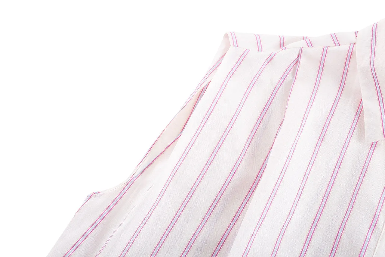 Relaxed Cotton Linen Stripe Shirt