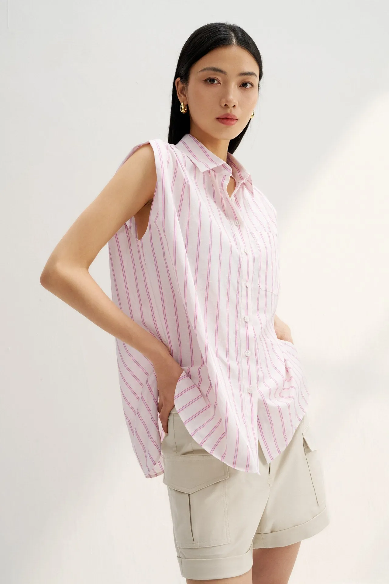 Relaxed Cotton Linen Stripe Shirt