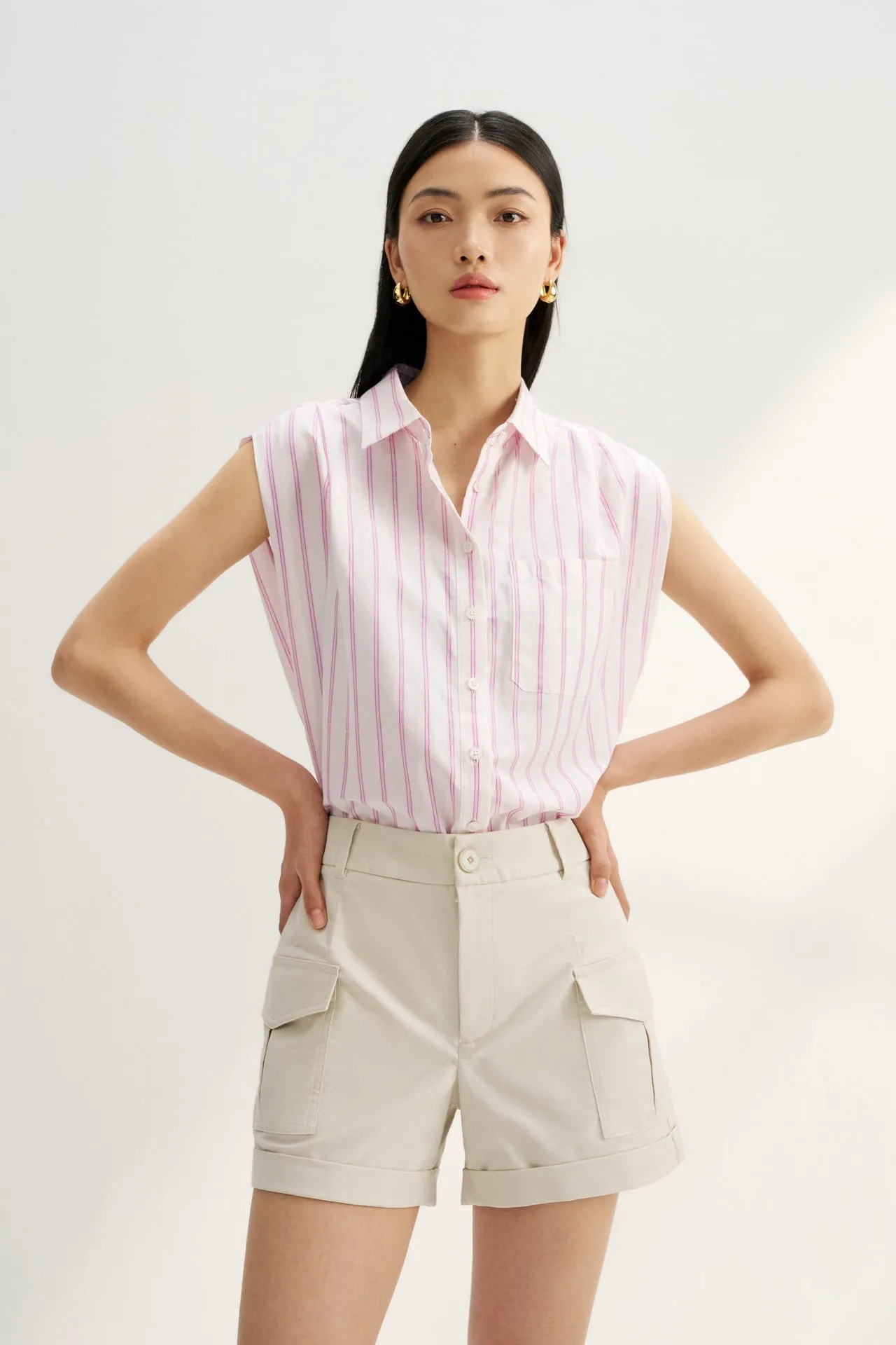 Relaxed Cotton Linen Stripe Shirt