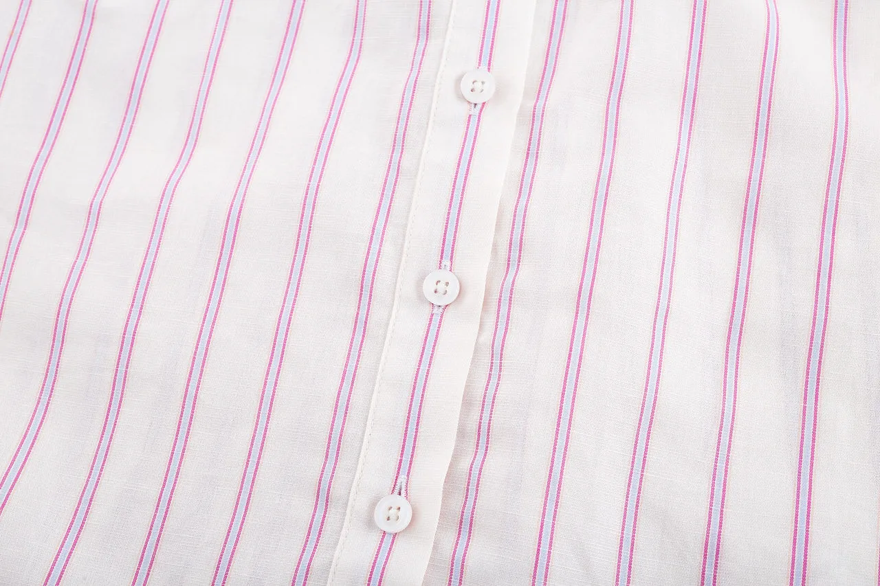 Relaxed Cotton Linen Stripe Shirt