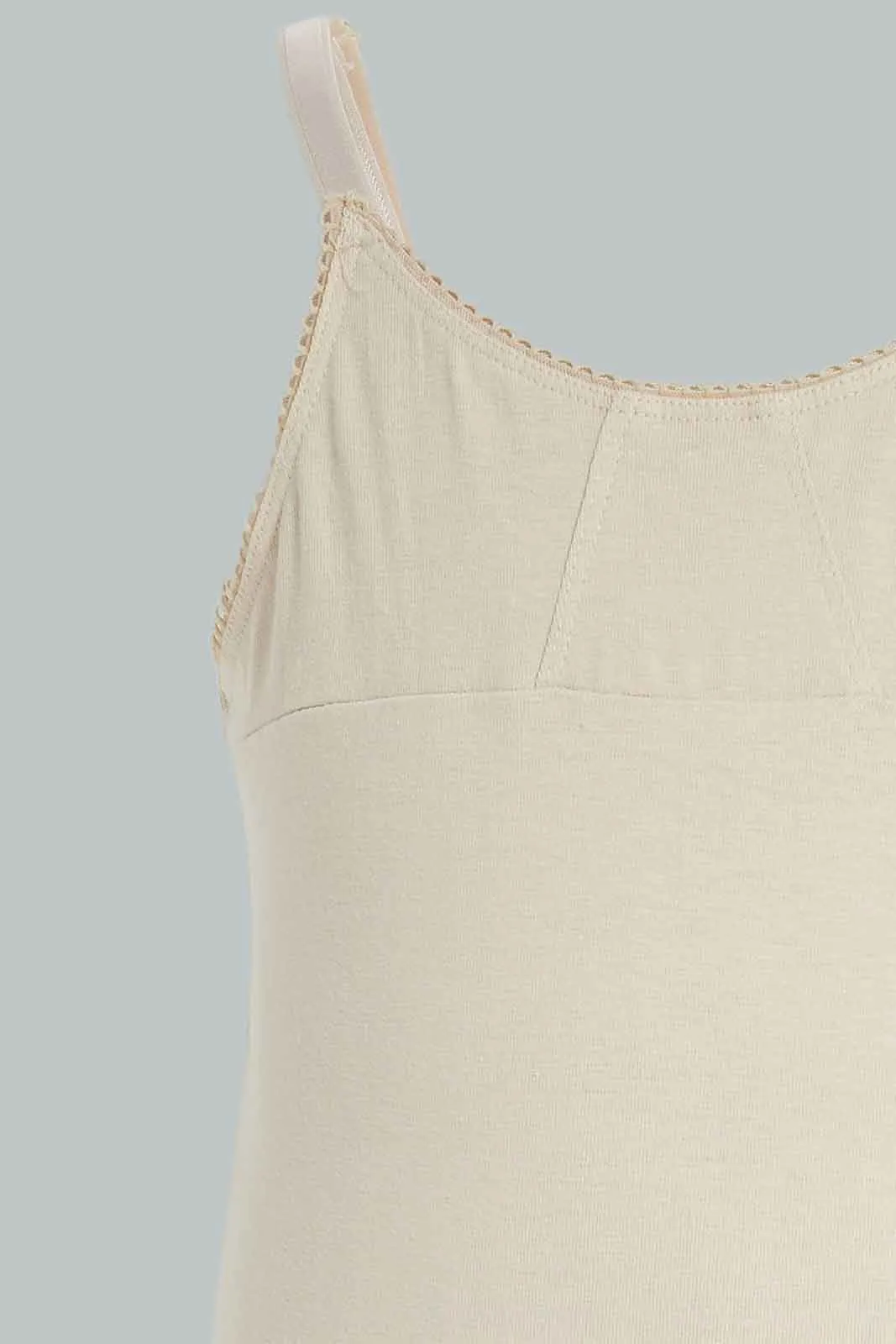 Senior Girls Pink And Beige Vest Set (Pack Of 2)