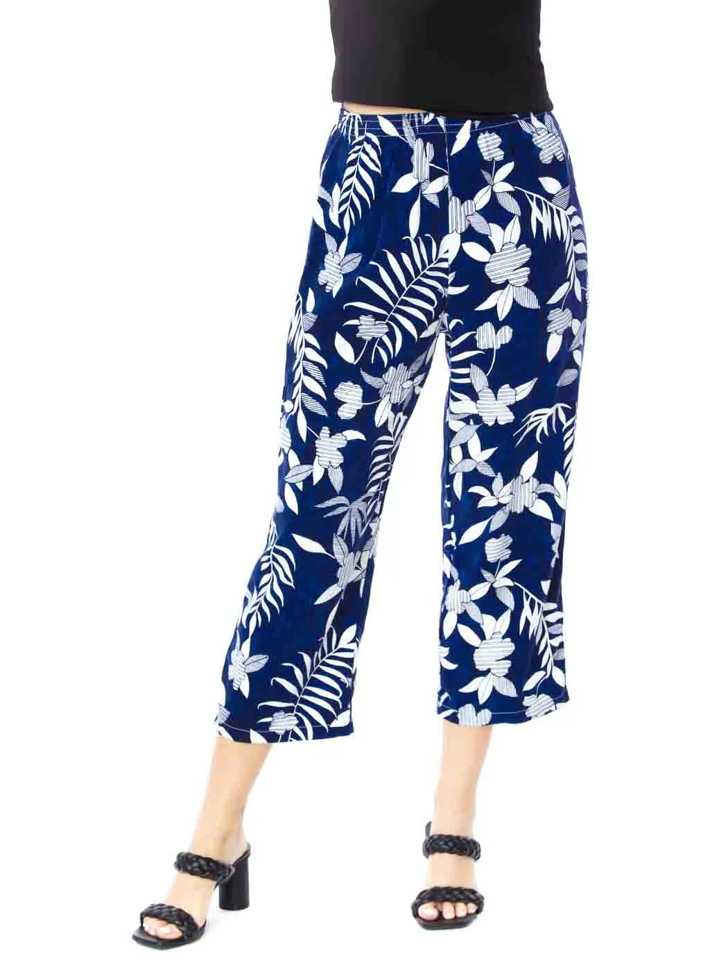Tianello Print "Indigo Fern" TENCEL™ Flood Pant