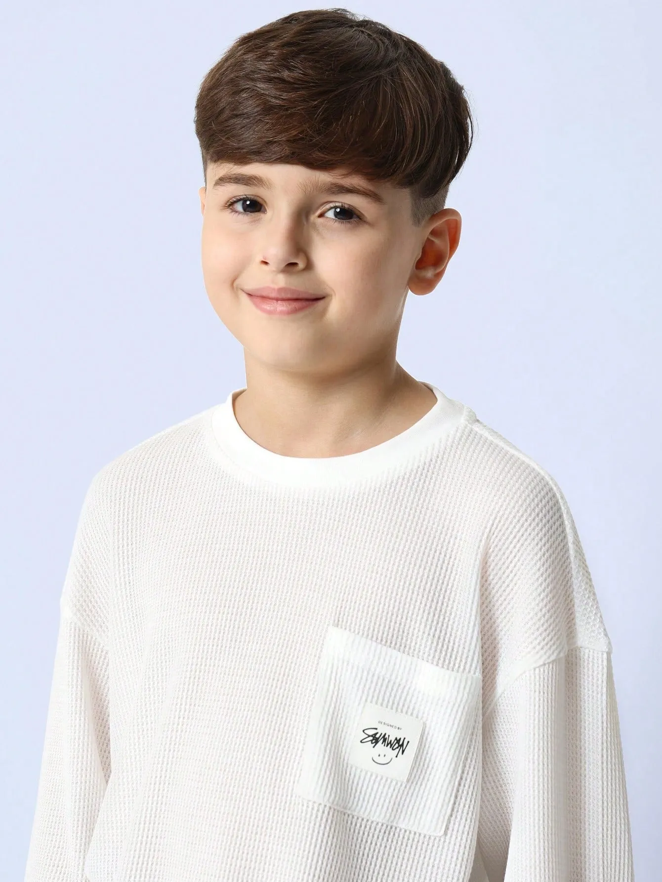 Tween Boys Relaxed Long Sleeve Waffle Essential Tee
