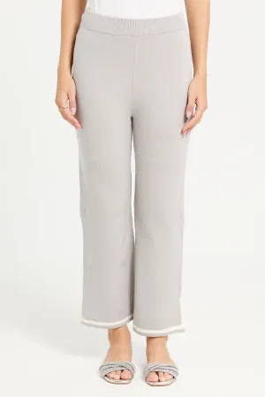Women Grey Knitted Straight Fit Sweater Pants