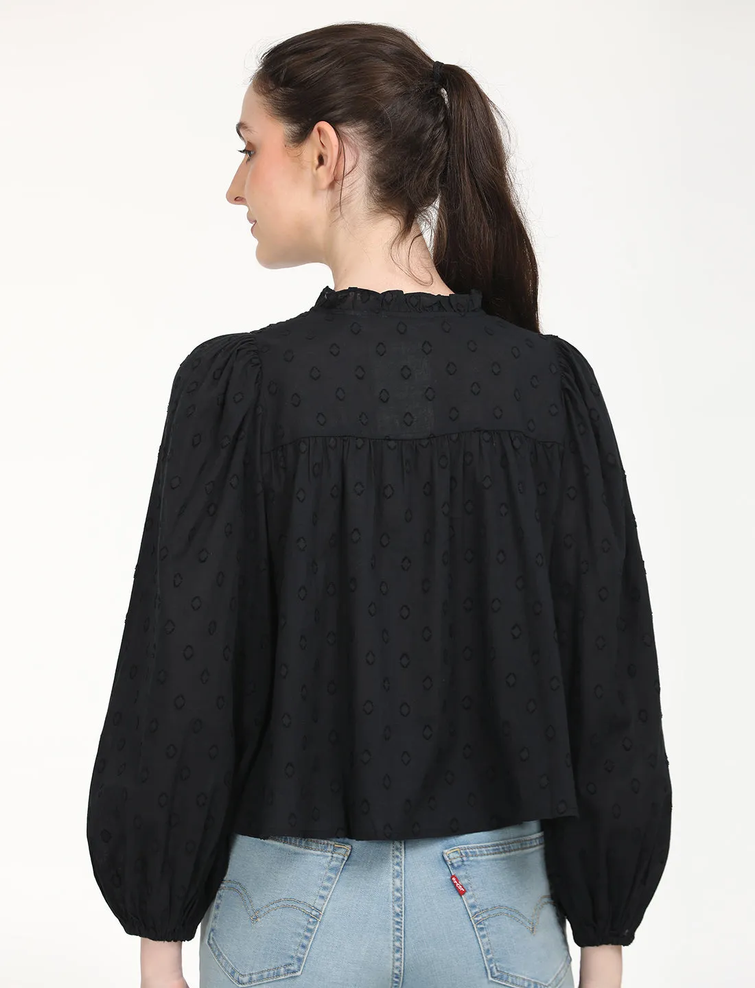 Women's Solid Black Top