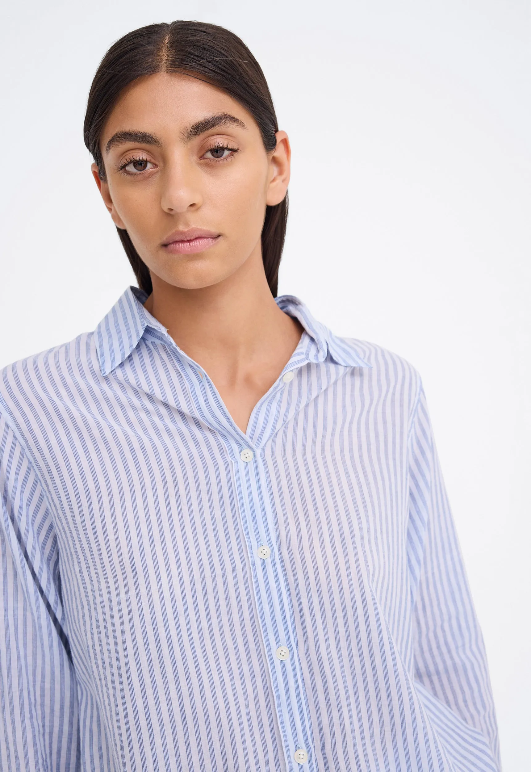 Yeats Shirt - Four Stripe in Denim Blue