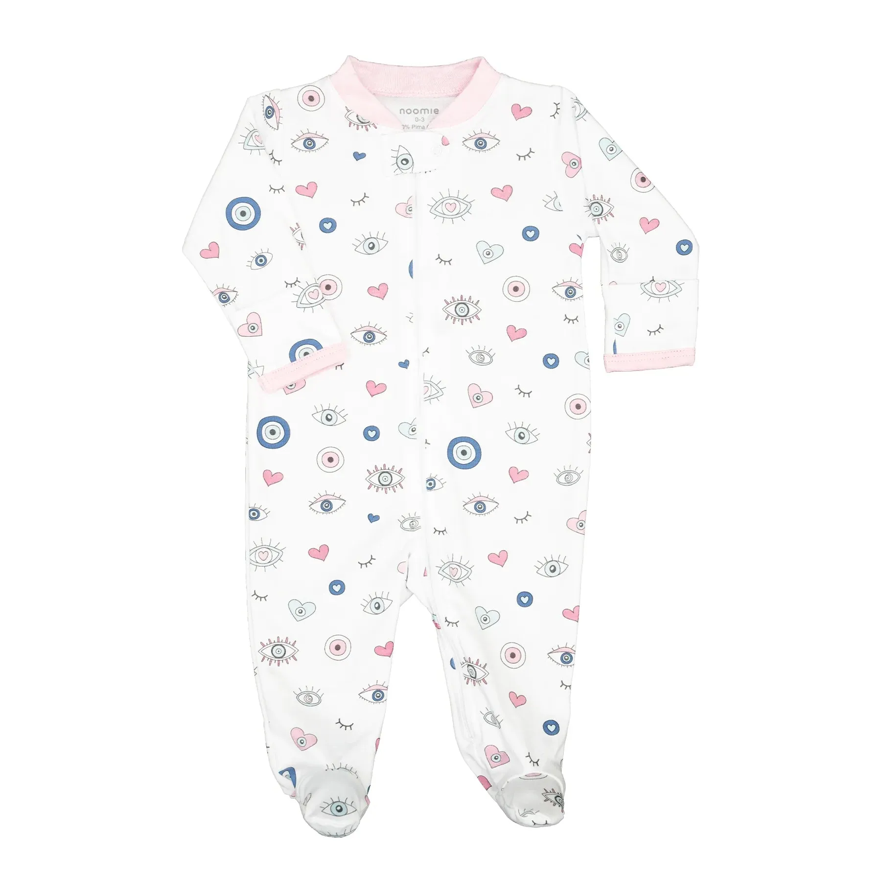 Zipper Footie, Pink Evil Eye