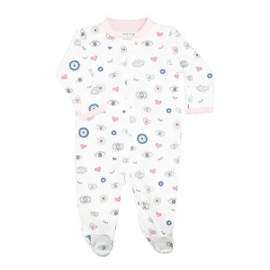 Zipper Footie, Pink Evil Eye